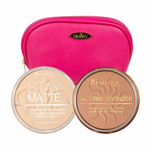 NEW Rimmel Kit Sunshine Bronzer and Transparent Powder with Draizee Cosmetic Bag - £12.02 GBP