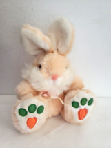 Dan Dee Easter Bunny Plush Stuffed Animal Peach White Carrot Feet Sitting - £23.73 GBP