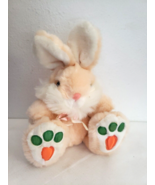 Dan Dee Easter Bunny Plush Stuffed Animal Peach White Carrot Feet Sitting - £23.79 GBP