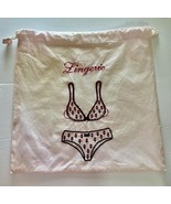 Ladies Lingerie Bikini Travel Bag Draw String Pink w Pink Embroidery - $313.52 MXN