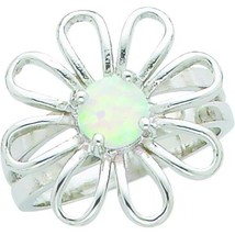 Sterling Silver Lab Created Opal Flower Ring Sz 7 - £60.58 GBP