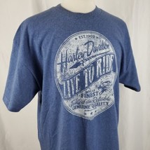 Harley Davidson Motorcycles T-Shirt XL Blue Two Sided Badger H-D Madison... - $18.99