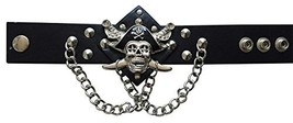Halloween Wholesalers Wrist Band with Pirate Skull Chains - £11.76 GBP