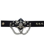 Halloween Wholesalers Wrist Band with Pirate Skull Chains - $22.68 CAD