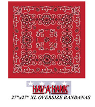 Hav-A-Hank XL BIG OVERSIZED RED PAISLEY 27&quot; COTTON BANDANA Head Neck Fac... - £5.79 GBP