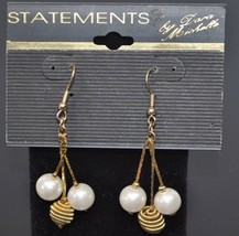 Statements by Dara Michelle Faux Pearl &amp; Gold Tone Ball Dangle Pierced Earrings - £8.42 GBP