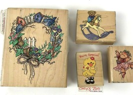 Vtg lot of Rubber Stamps 90s Suzys Zoo Birdhouse Rocking horse Teddy ballerina - £19.74 GBP