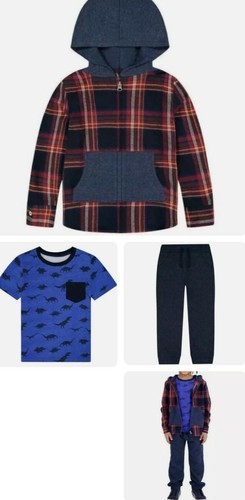 Andy & Evan ~ Three (3) Piece ~ Kids Hooded Flannel Set ~ Red Dino ~ Size 4T Item image 7