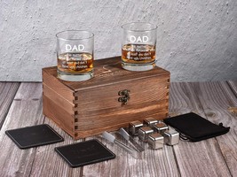 Whiskey Glasses Set Of 2 Old Fashioned Vintage Crystal Tumblers Bourbon Gift Box - £29.01 GBP