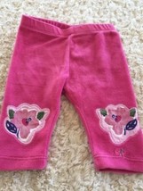 Truly Scrumptious Girls Pink Velour Pants Flowers Elastic Waist 3 Months - $3.43