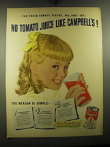 1949 Campbell&#39;s Tomato Juice Ad - No tomato juice like campbell&#39;s - £14.78 GBP