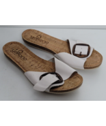 Yokono Sandals Womens Size 9 White Slip On Buckle Spain Flat Leather - £21.32 GBP
