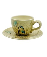 Red Wing Pottery Cup Saucer Set Quail Bird Hand Painted MCM  Made in USA - $16.82