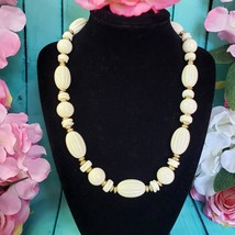 Vintage White Lucite Gild Tone Beaded Necklace NEW Choker Collar - £13.63 GBP