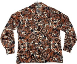 Spirit CA Disco Hippie Boho Men&#39;s Shirt Long Sleeve  Large Orange Black ... - £61.88 GBP