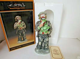 Emmett Kelly Jr Clown Figurine 9708 Eating Cabbage 10.25" Ltd 5033 Signed W/BASE - $39.55