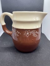 Oxford Stoneware Brown White Handpainted Floral Creamer - £10.02 GBP
