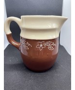 Oxford Stoneware Brown White Handpainted Floral Creamer - £9.89 GBP