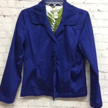 Chico&#39;s Womens Jacket Coat Blue Buttons Stretch Collared Lined Long Slee... - $8.68