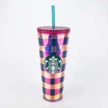 Starbucks 2023 Spring Checkered Cold Cup Plaid 24 Oz Venti Size - £17.40 GBP