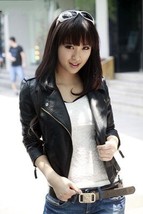 2023 Autumn Women Black Slim Cool Lady PU Leather Jackets Sweet Female Zipper Fa - £21.39 GBP