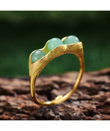 LUCK WEALTH PROSPERITY LONGEVITY LOVE Spell Pea Pods 18K Gold Silver Ring izida - $282.00