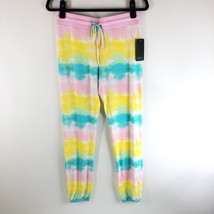 Free Press Sleepwear Womens Jogger Pants Soft Knit Tie Dye Pink Yellow Blue XS - £11.48 GBP