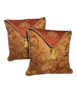 Pair of Vintage 1990s–2000s Decorative Throw Pillows – 17” Paisley with ... - $1,034.68 MXN
