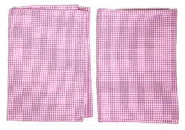 2 Pottery Barnd Kids Cotton Gingham Curtains Pink White Plaid 44X63 - $44.55