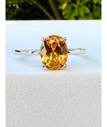Golden Sapphire Ring, 18K White Gold Vermeil - £114.56 GBP