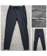 Outdoor Voices Pants Men Medium Black Drawstring Tapered Stretch Comfort - $29.65