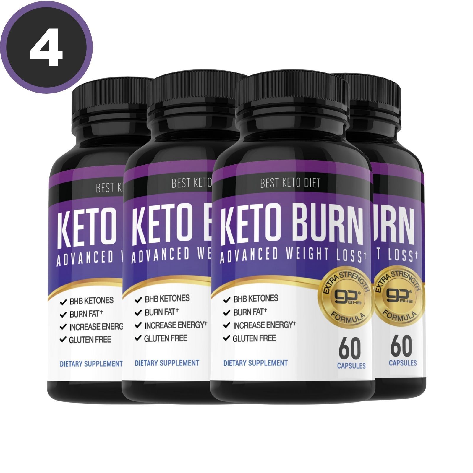 Primary image for 4 Bottles Keto Burn Fat Burner Diet Pills 360 Ketogenix BHB Advanced Weight Loss