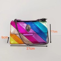 New Design Women Colourful Stitching Handbag Rainbow Wave Pattern Eagle Icon Hea - £48.96 GBP