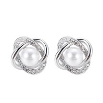 2021 Fashion Plated Crystal Star Pearl Ear Stud Earrings For Women Wedding Jewel - £6.35 GBP