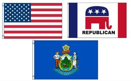 Lot of 3 Flags: USA, Maine State and Republican 3&#39;x5&#39; Polyester Flag - £13.28 GBP