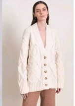 Eleven Six Baby Alpaca Wool Chunky Cable Cardigan Ivory - £158.04 GBP