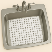 PVC Sink Mat 16"x12" White Circle Design Kitchen Sink Scratch Protector - $7.91