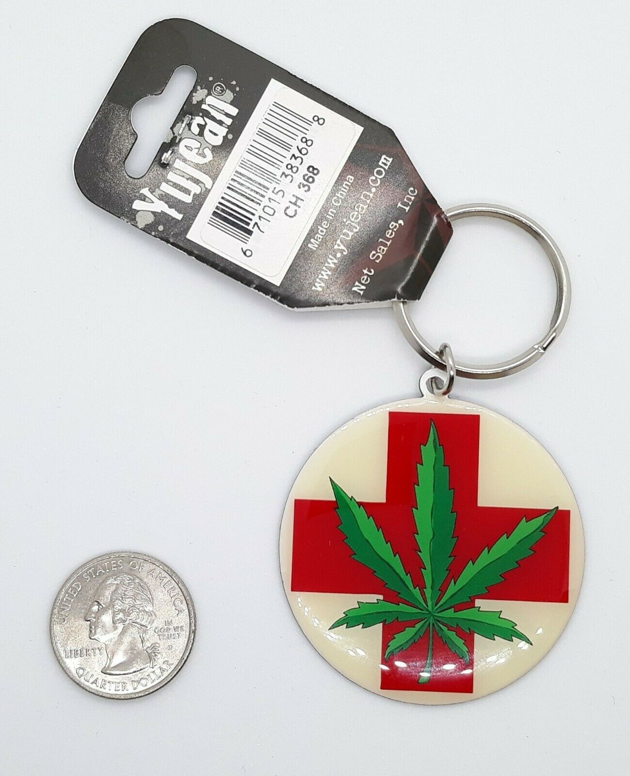 Medical Marijuana Pot Leaf  Metal and Enamel Key Ring - Yujean - $6.79