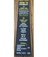 Potbelly Sandwich Works 2000s How To Potbelly Hanging Menu 46&quot; X 10&quot; - $618.75