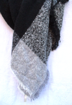 Collection 18 Eighteen Plaid Blanket Scarf Shawl Black Gray White Acryli... - $13.30