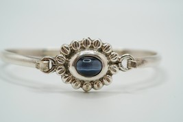 Vintage Sterling Silver Cabochon Cats Eye Flower Bracelet 2.5” P1 - $46.28