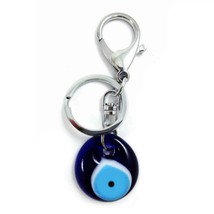Evil Eye Keychain Blue Glass Good Luck Charm Key Chain Ring Protection Nazar New - £6.28 GBP
