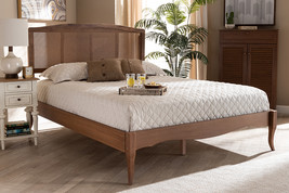 Corinne Ash Wanut and Synthetic Rattan Full Size Platform Bed - $473.00