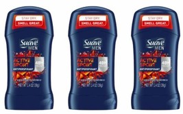 3X Suave Men ACTIVE SPORT 48 hr Sweat &amp; Odor Protect Solid Antiperspirant 1.4 oz - £14.27 GBP