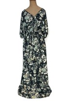 Love On A Hanger Women&#39;s BLack Floral Faux Wrap Maxi Dress Self Belt Large U3 - £15.98 GBP