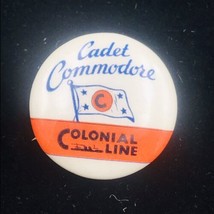 Vintage 1930&#39;s Cadet Commodore Colonial Line Steamship Round Pin 7/8&quot; w/ Label - £7.44 GBP