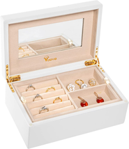 Voova Wooden Jewelry Box Organizer for Women Teen Girls, Luxury Piano Paint Wood - £31.62 GBP