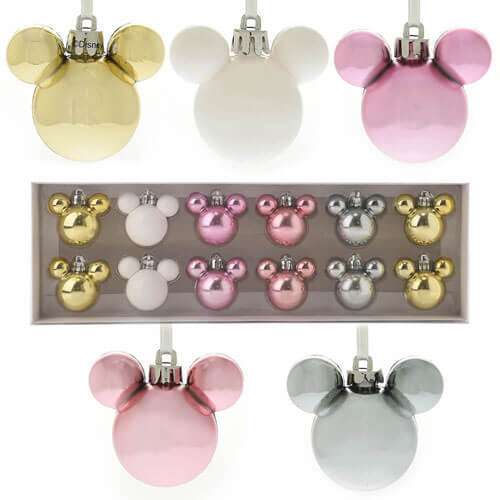 Primary image for Disney Christmas Mickey Baubles (Set of 12) - Set B (Blush)