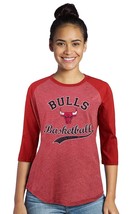 NBA Chicago Bulls Womens Premium Triblend 3/4 Sleeve/Red/XL - $272.32 MXN