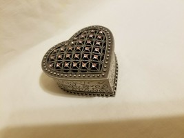 Jeweled Trinket Ring Box  Rhinestone Crystals Heart Shape Pink Crystals NEW - $24.74